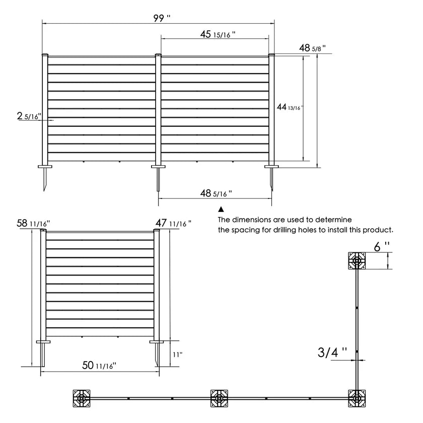 Kozyard Outdoor Privacy Screen 3-Panel Fence Kit Enclosure New