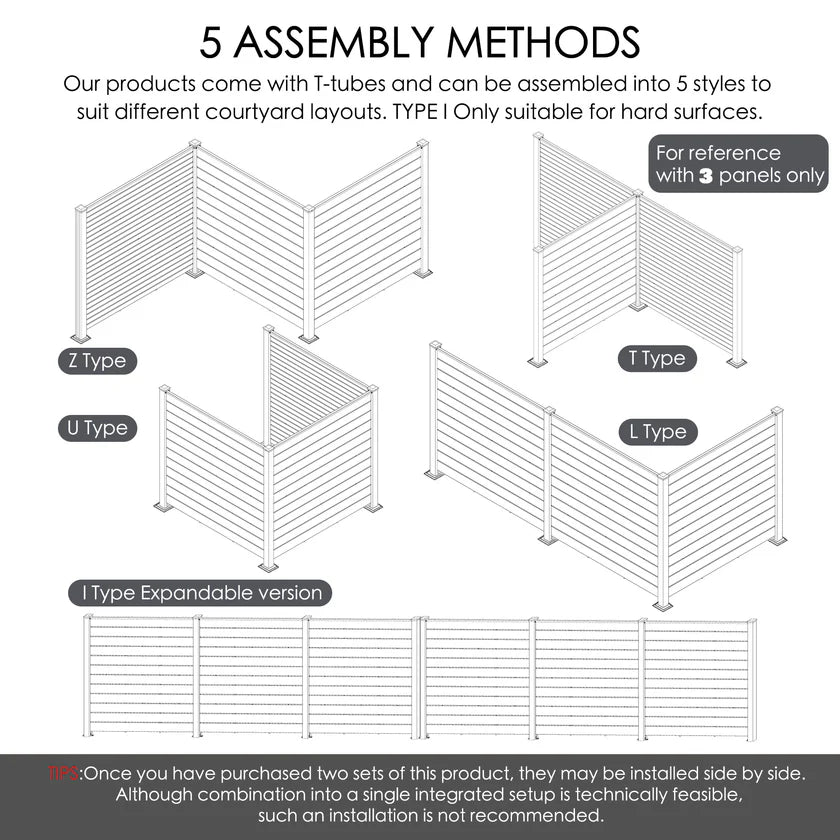 Kozyard Outdoor Privacy Screen 3-Panel Fence Kit Enclosure New
