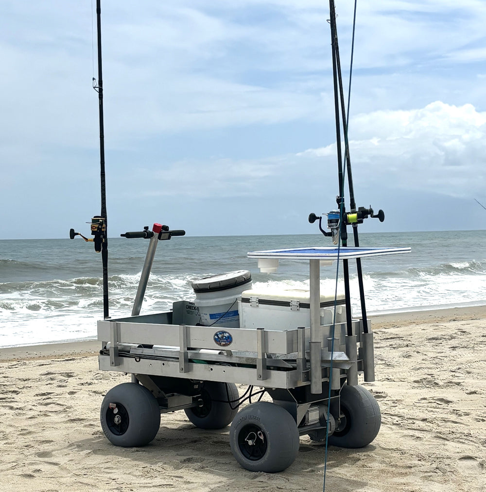 Alumacart Electric Big Kahuna BKEW Rust Resistant Extra Large Beach and Fishing Wagon with Rod Holders New