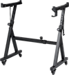 Adjustable black keyboard stand with Z-shaped metal frame, suitable for 49-88 keys electric pianos, perfect for performances.