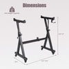Adjustable keyboard stand in black, with a height of 24.5"-37" and width of 23.5"-35.5", supports up to 220 lbs.