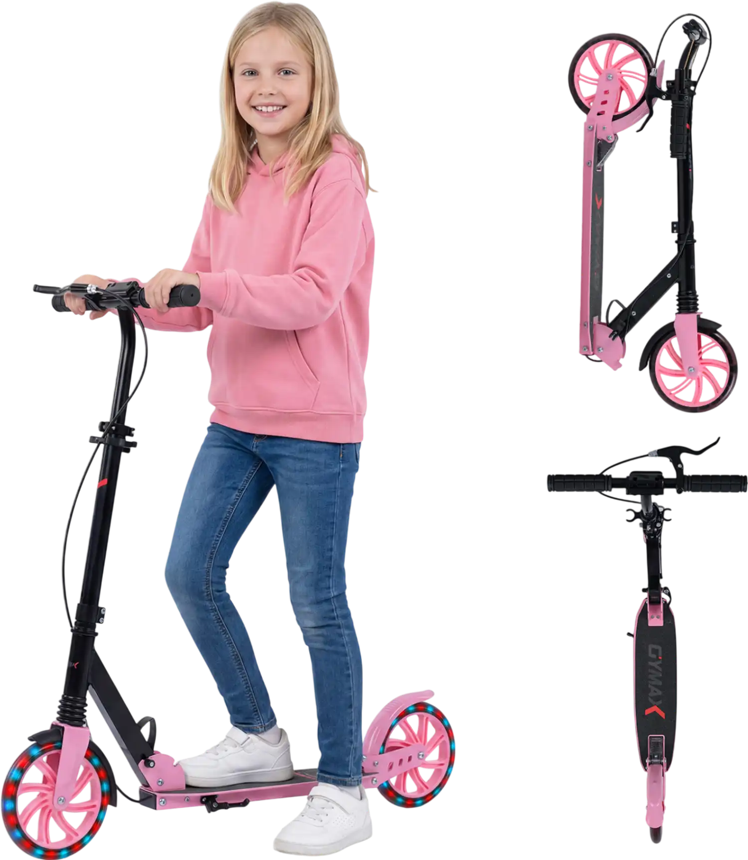 Costway Foldable Kick Scooter Large Light-Up Wheels Kids Teens Adults 8+ 49760701 New