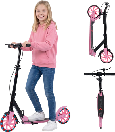 Costway Foldable Kick Scooter Large Light-Up Wheels Kids Teens Adults 8+ 49760701 New