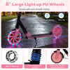 Kick scooter with large light-up wheels, pink color, featuring adjustable handlebar and front suspension for smooth.