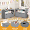 Gray kid toy storage cabinet with three drawers, cut-out handles, and rounded corners for safe, stylish organization.