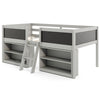 Costway Kids Twin Size Low Loft Bed with Chalkboard and Bookcases New
