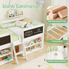 Costway Kids Twin Size Low Loft Bed with Chalkboard and Bookcases New