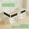 Costway Kids Twin Size Low Loft Bed with Chalkboard and Bookcases New