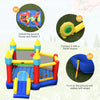 Colorful kid's inflatable bouncer with jumping area, mesh walls, and 480W blower for outdoor fun and safety.