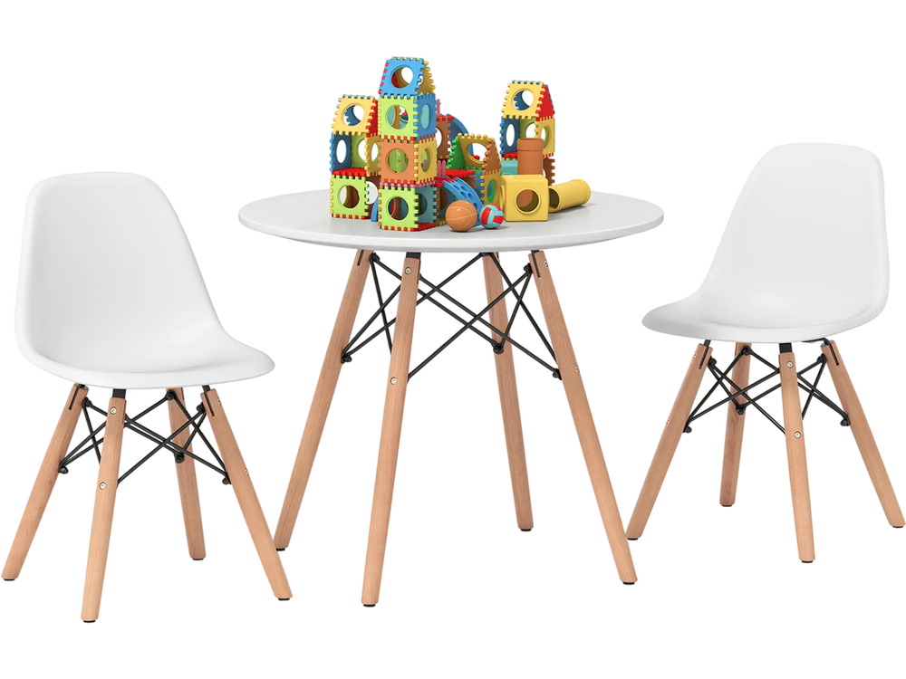 Kid's Modern Dining Table Set with 2 Armless Chairs