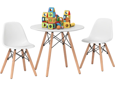 Costway Kids Modern Dining Table Set w/ 2 Armless Chairs 41582367 New