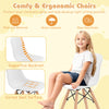 Kid's modern dining table set with two armless chairs featuring a sturdy design and supportive backrests for comfort.