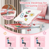 Tiltable pink desktop of a kid's study desk set, adjustable for writing, reading, and drawing activities.