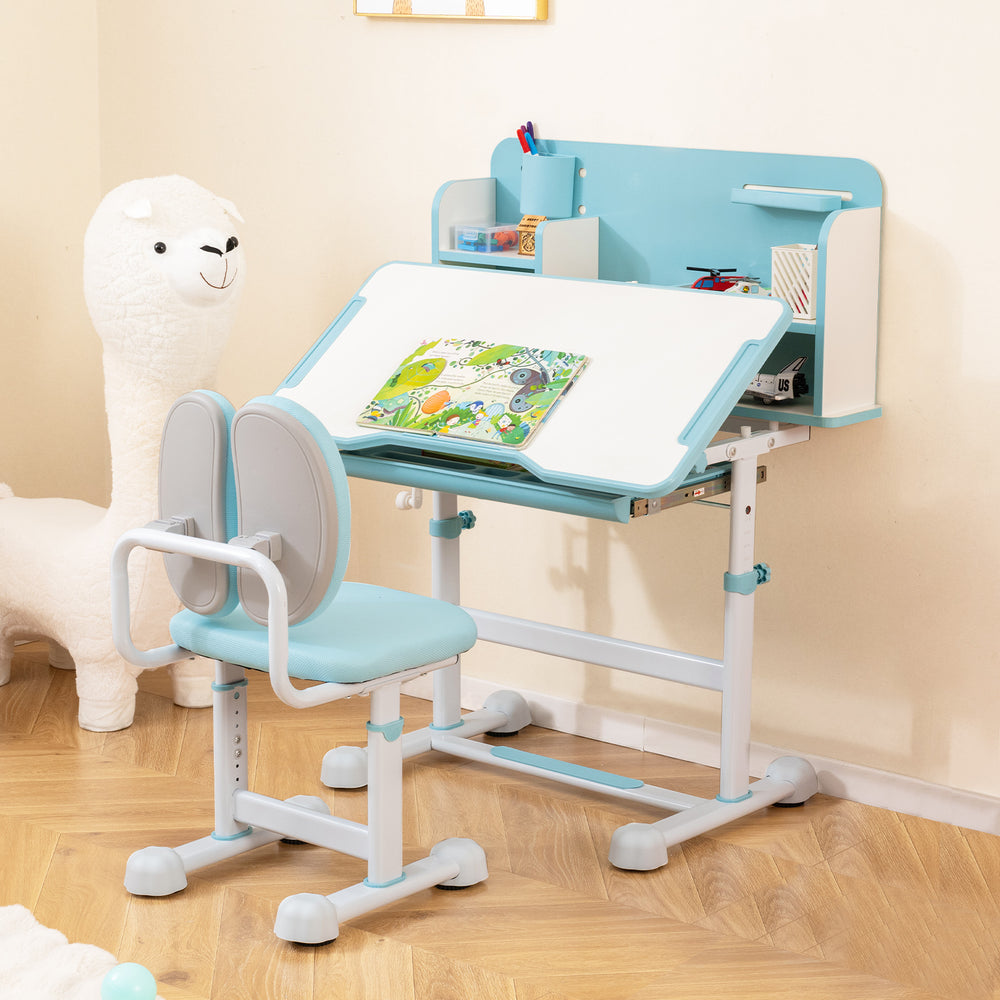 Kid's Study Desk and with Tilt Desktop and Pen Holder-Blue - Gallery View 1 of 9