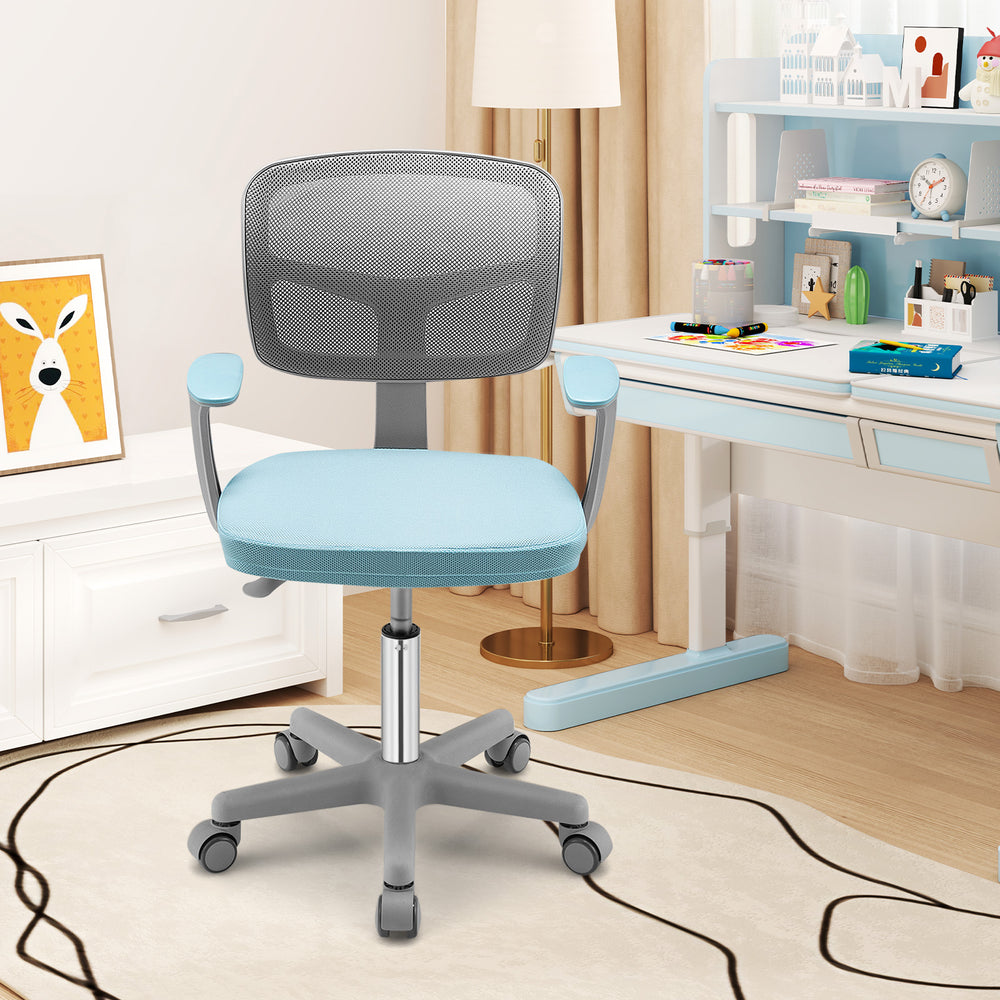 Adjustable Desk Chair with Auto Brake Casters for Kids-Blue - Gallery View 1 of 10