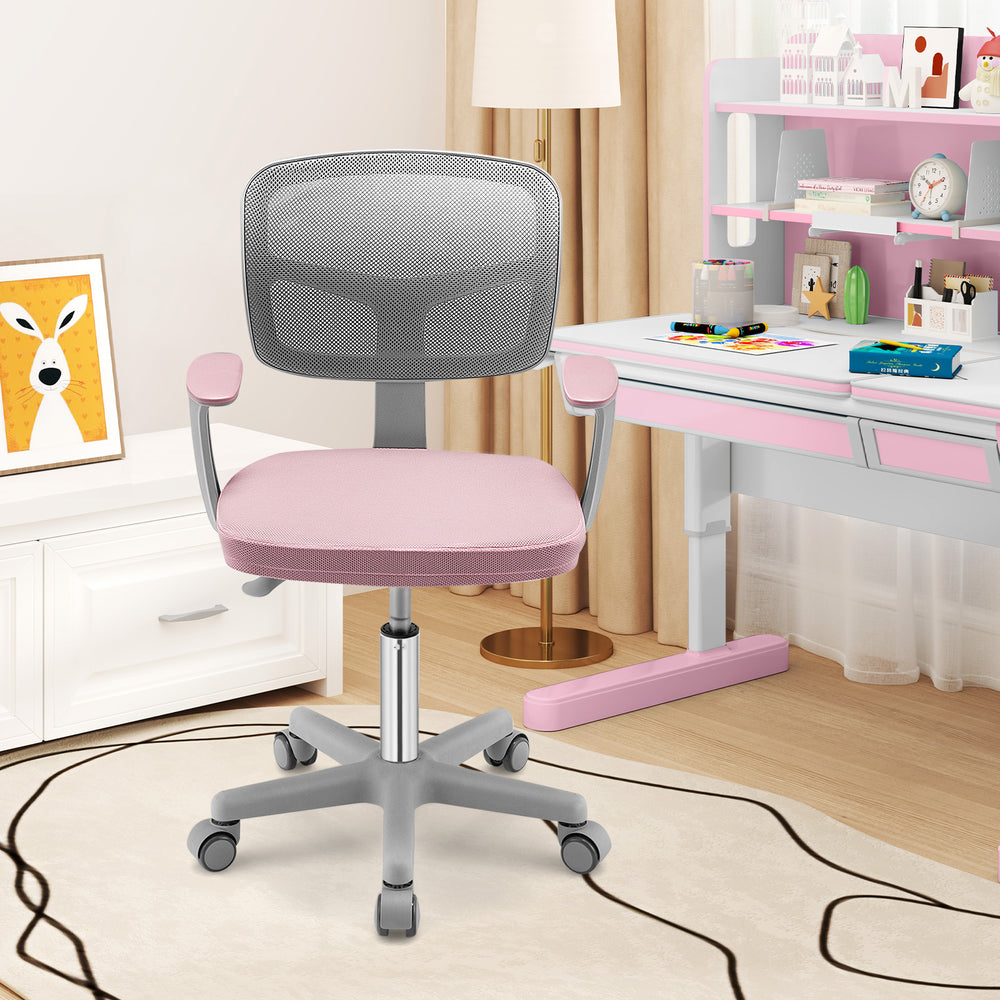 Adjustable Desk Chair with Auto Brake Casters for Kids-Pink - Gallery View 1 of 10