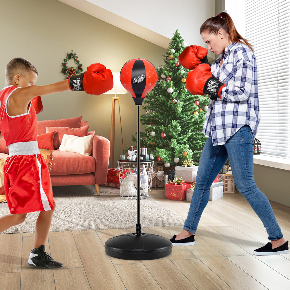 Kids adjustable stand punching bag set with boxing gloves, perfect for indoor exercise and fun, height adjustable from.
