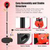 Kids adjustable stand punching bag set with red boxing gloves, height 32" to 48.5", designed for safe exercise.
