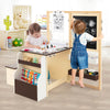 Kids Art Center Wooden Table Bench Set-Brown - Gallery View 1 of 11