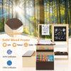 Kids art center wooden table bench set in brown with storage trays, adjustable easel, and safe rounded corners for.