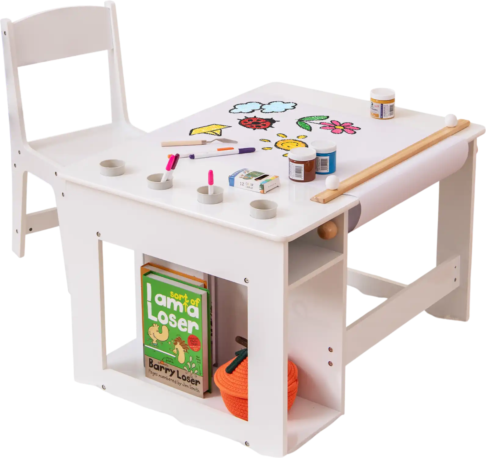 Costway Kids Art Table and Chair Set Toddler Craft Drawing Desk White 829164753 New