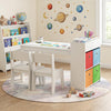 Kids Art Table and Chairs Set with 2 Chairs and Paper Roll-White - Gallery View 1 of 7