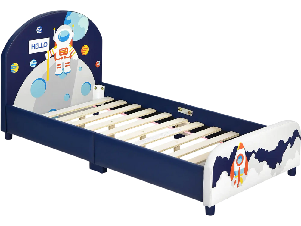 Kids Upholstered Platform Bed with Headboard and Footboard