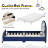 Kids upholstered platform bed frame with headboard and footboard, designed for twin mattress, featuring sturdy wooden.
