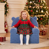 Kids bear sofa in navy with soft fleece fabric, featuring a cozy design, perfect for living rooms or playrooms.