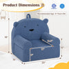 Kids bear sofa in navy with soft fleece fabric, cozy armrests, and backrest, perfect for playrooms and bedrooms.