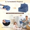 Kids bear sofa in navy with soft fleece cover, featuring a cozy design and removable, machine-washable cover for easy.