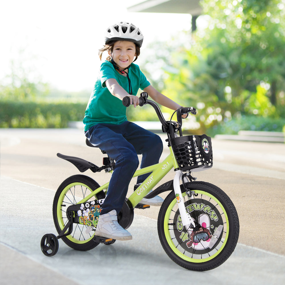 16 Inch Kids Bike Adjustable with Detachable Training Wheels for 4-8 Years Old-16 inches - Gallery View 1 of 10
