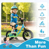 Kids bike in blue for ages 3-7 with training wheels, dual brakes, and safety features for fun outdoor riding.
