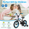 Kids bike with adjustable handlebar and saddle, black, featuring training wheels for balance and safety for ages 3 to 8.