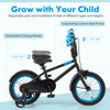 Kids bike with adjustable handlebar and saddle, black 14 inches, featuring detachable training wheels for safe riding.