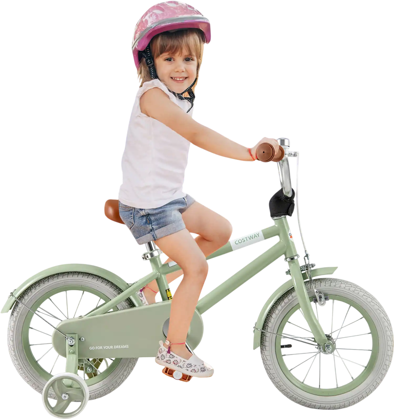 Costway Kids Bike Adjustable Handlebar Saddle Green 14