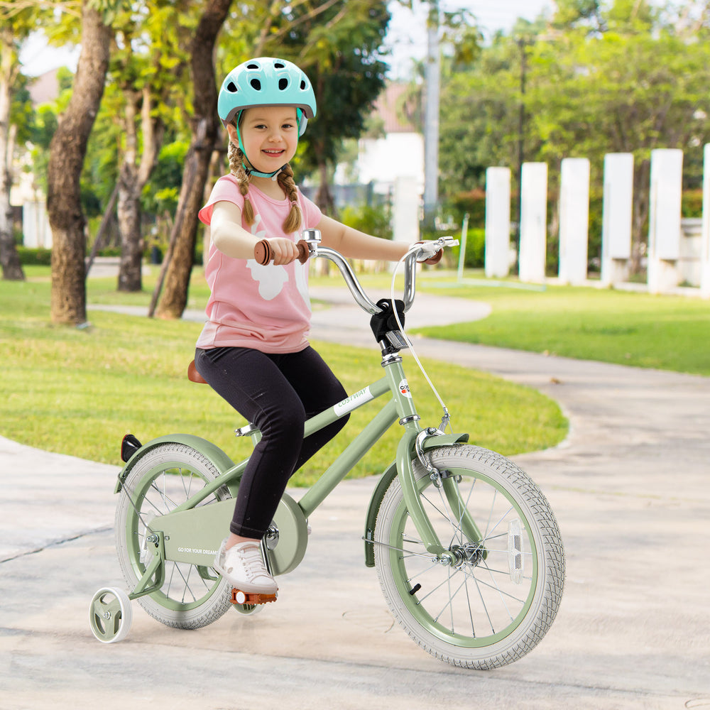 Kids Bike with Adjustable Handlebar and Saddle Green-16 Inches - Gallery View 1 of 10