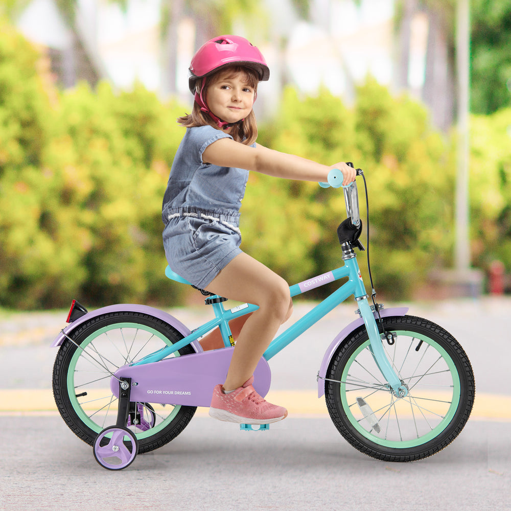 Kids Bike with Adjustable Handlebar and Saddle Purple-16 Inches - Gallery View 1 of 10