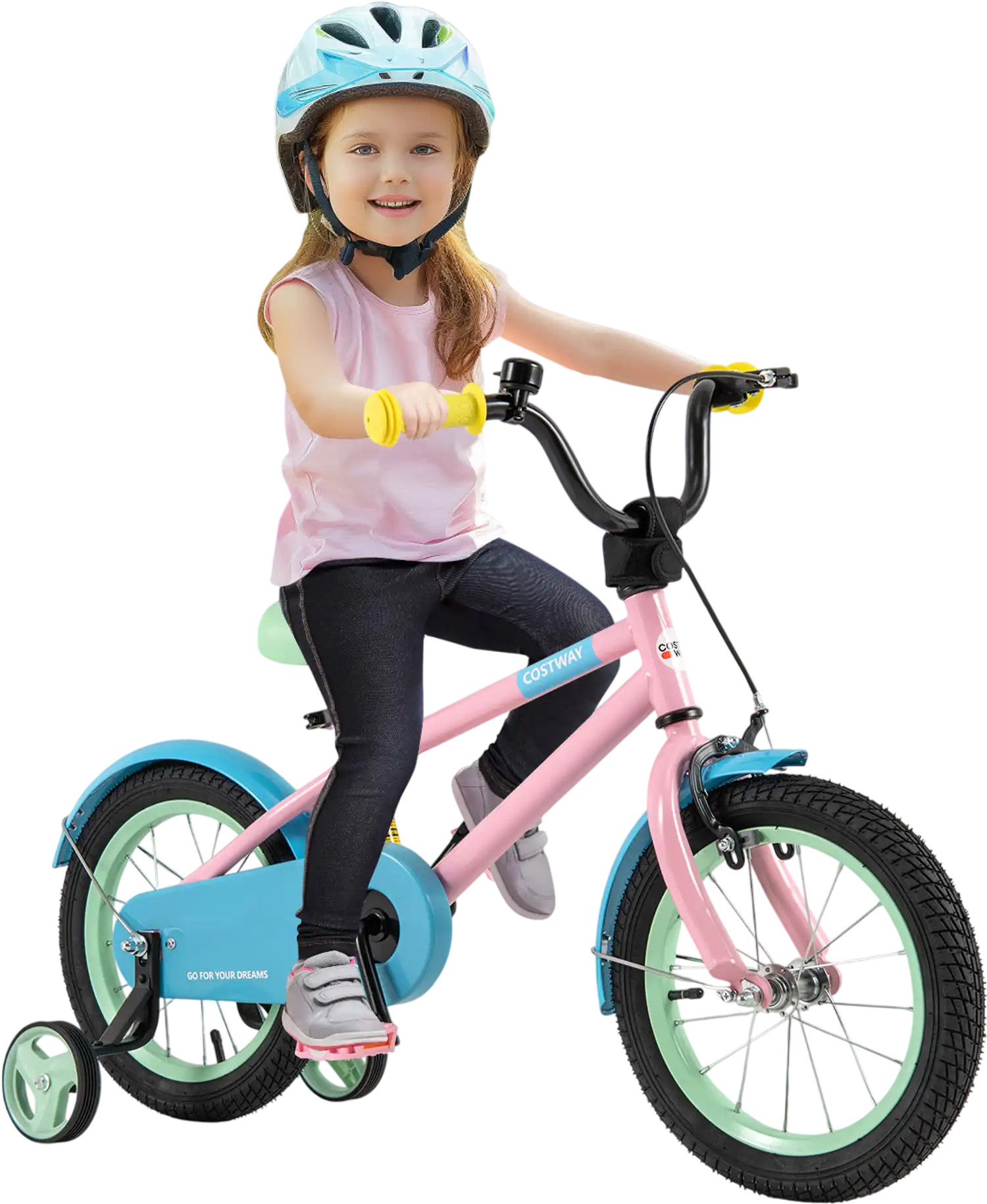 Costway Kids Bike Adjustable Handlebar Saddle Pink 14