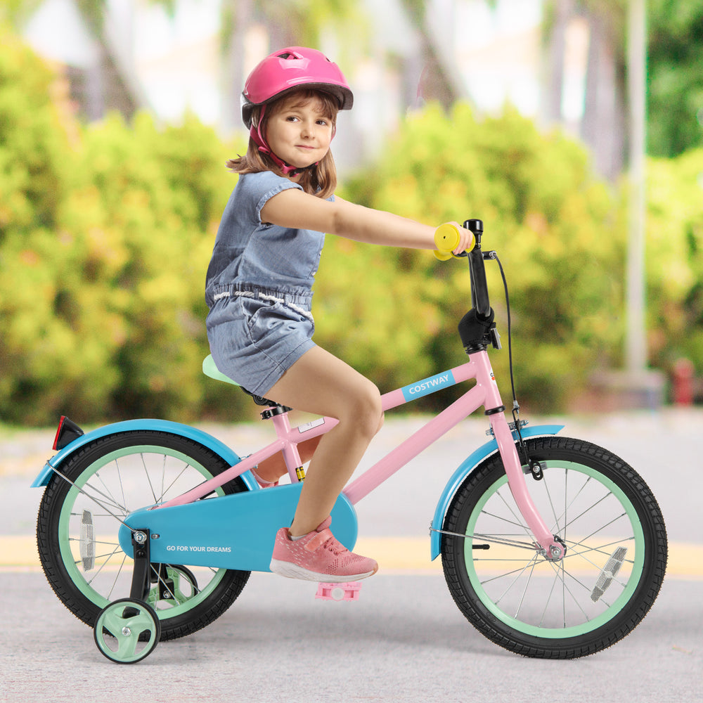 Kids Bike with Adjustable Handlebar and Saddle Pink-16 Inches - Gallery View 1 of 10