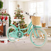 18-inch green kids bike with training wheels, adjustable seat, and front basket, perfect for fun and balance training.