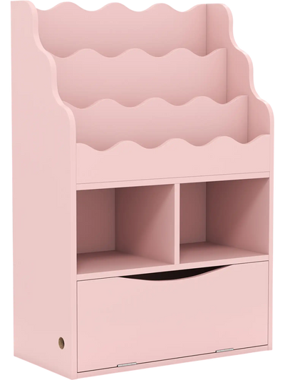 Costway Kids Bookcase 3-Tier Sling Bookshelf Open Cubes Flip-Down Cabinet 26199760 New
