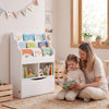 Kids Bookcase with 3-Tier Sling Bookshelf with Shelves Open Cubes and Flip Down Cabinet-White - Gallery View 1 of 12