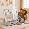 Kids Bookshelf Art Easel with Toy Organizer and Magnetic Whiteboard-Gray - Gallery View 1 of 10