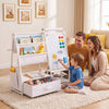 Kids Bookshelf Art Easel with Toy Organizer and Magnetic Whiteboard-White - Gallery View 1 of 10