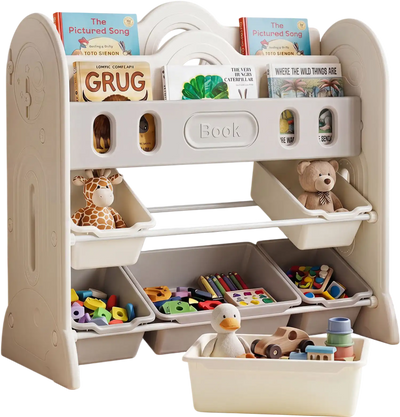 Costway Kids Bookshelf Toy Storage Organizer 2 Front-Facing Racks 40942419 New