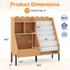 Kids bookshelf and toy storage organizer with 5 fabric pockets, designed for easy access and stability, perfect for children.