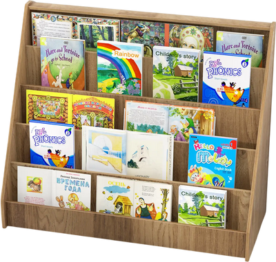 Costway 5-Tier Kids Bookshelf Deep Compartments Natural 29376854 New