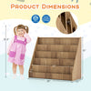 5-tier kids bookshelf in natural finish, 39.4" tall, designed for easy access to oversized books in playrooms.