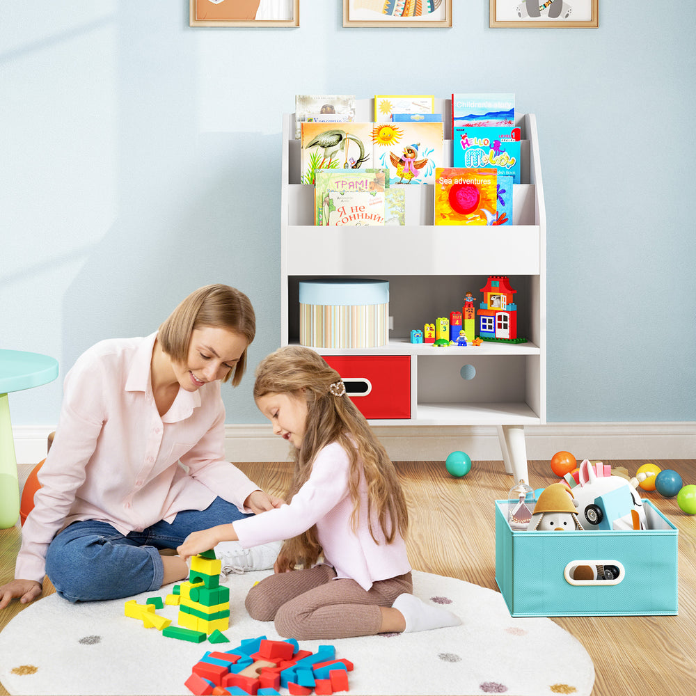 Kids Bookshelf with Open Compartment for Toddlers 3+ Years Old-White - Gallery View 1 of 8